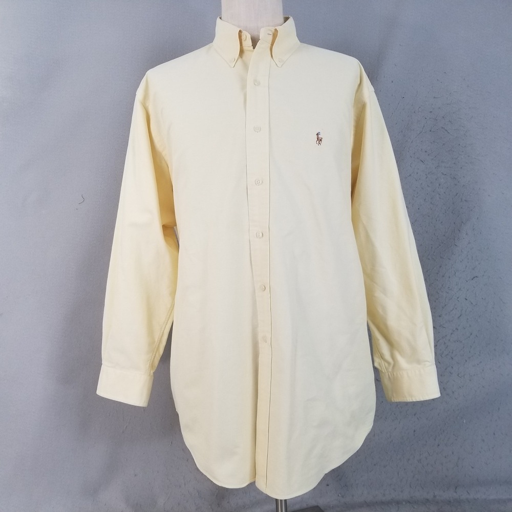 Ralph Lauren Shirt Mens 16.5 Yellow Yarmouth Oxford Button Down Heavy Cotton L/S